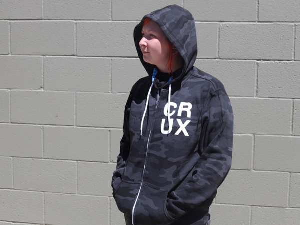 Crux camo hoodie front