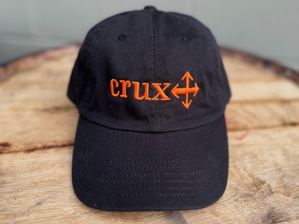 orange and black crux dad hat